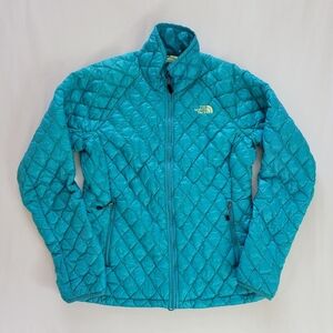 North Face Thermoball Eco‎ Quilted Lightweight Full Zip Jacket Blue Green Medium
